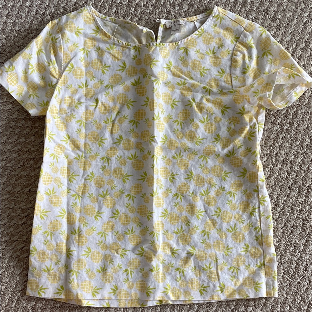 Yellow Pineapple Print Linen Shirt from JCrew